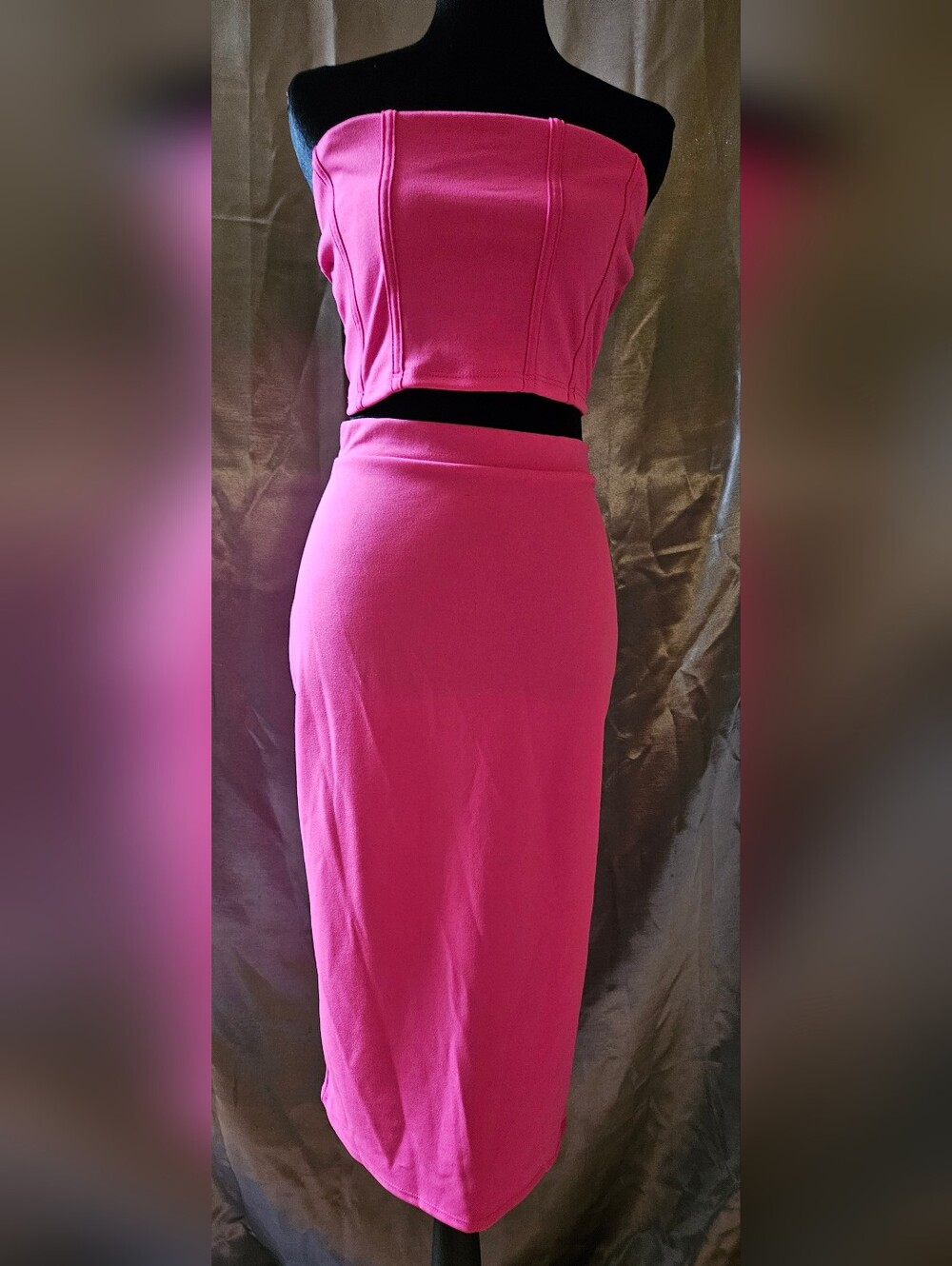 Women's High-Waist Pencil Skirt in Bright Pink
